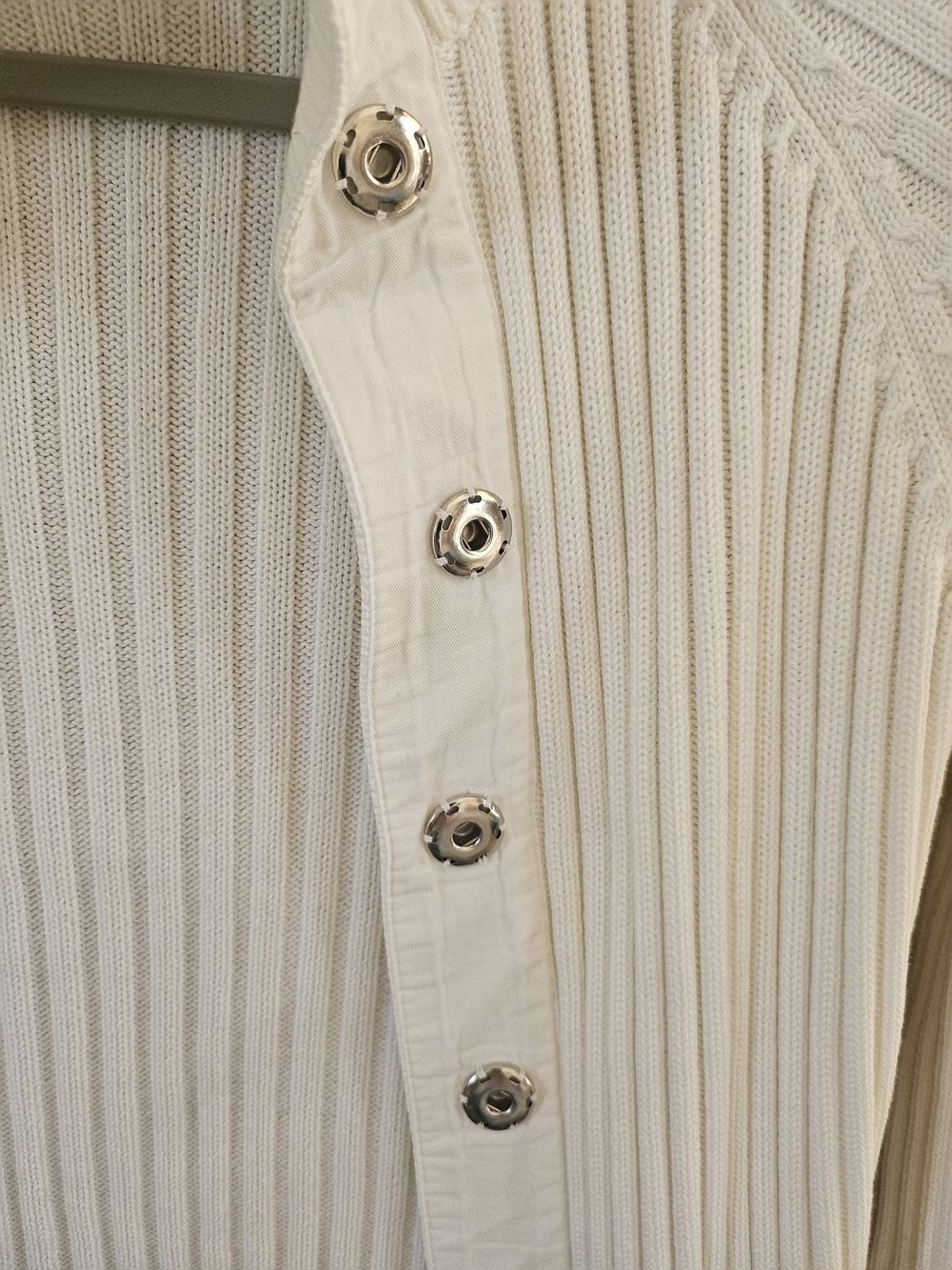 Moda International Off-White Ribbed Snap Button Cardigan - XS - Picture 5 of 8